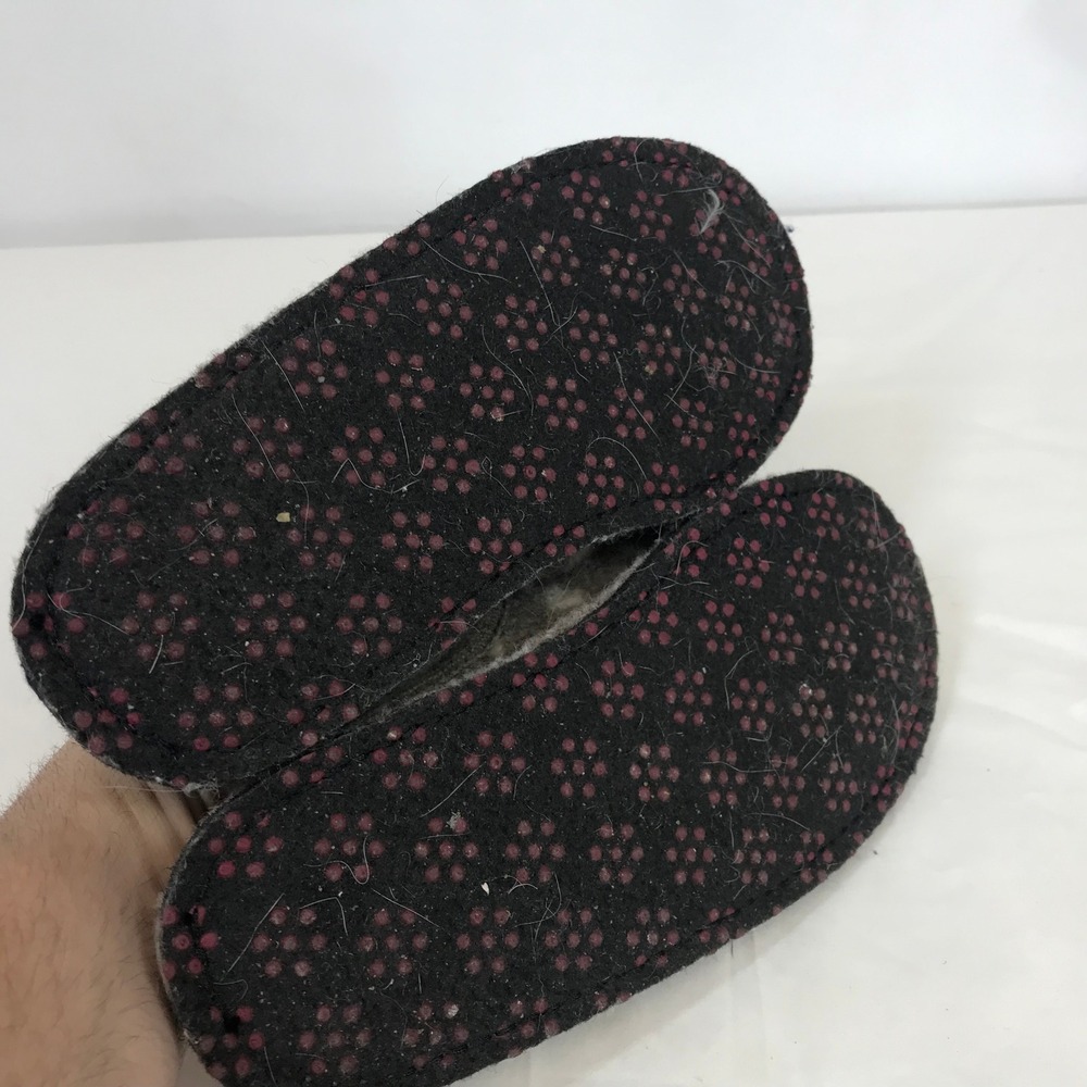 Garnet Hill Womens 10 Wool Slippers Mismatched Stripes Polka Dots Grey White - Picture 6 of 8